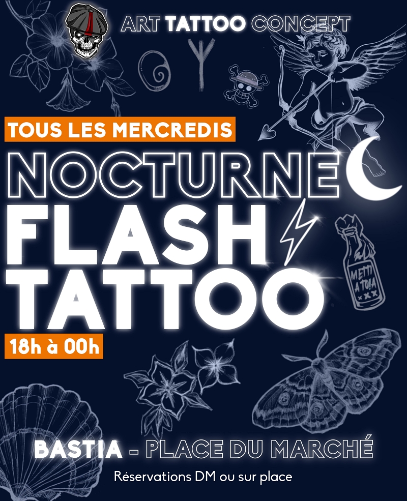 Affiche des nocturnes estivales Tattoo du salon Art Tattoo Concept à Bastia